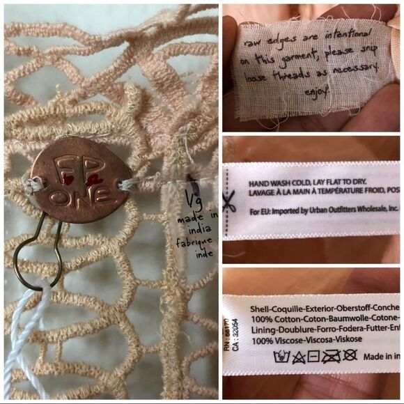 Free People One Karma Eyelet Mini dress NWOT Large boho - Picture 10 of 12